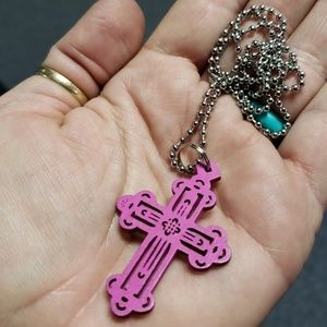 Wood cross pendant & necklace